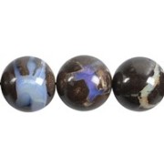 Heilstein & Edelstein-Strang - Kugeln, Boulder-Opal, 19,5 - 25mm, Unikat Nr. 05