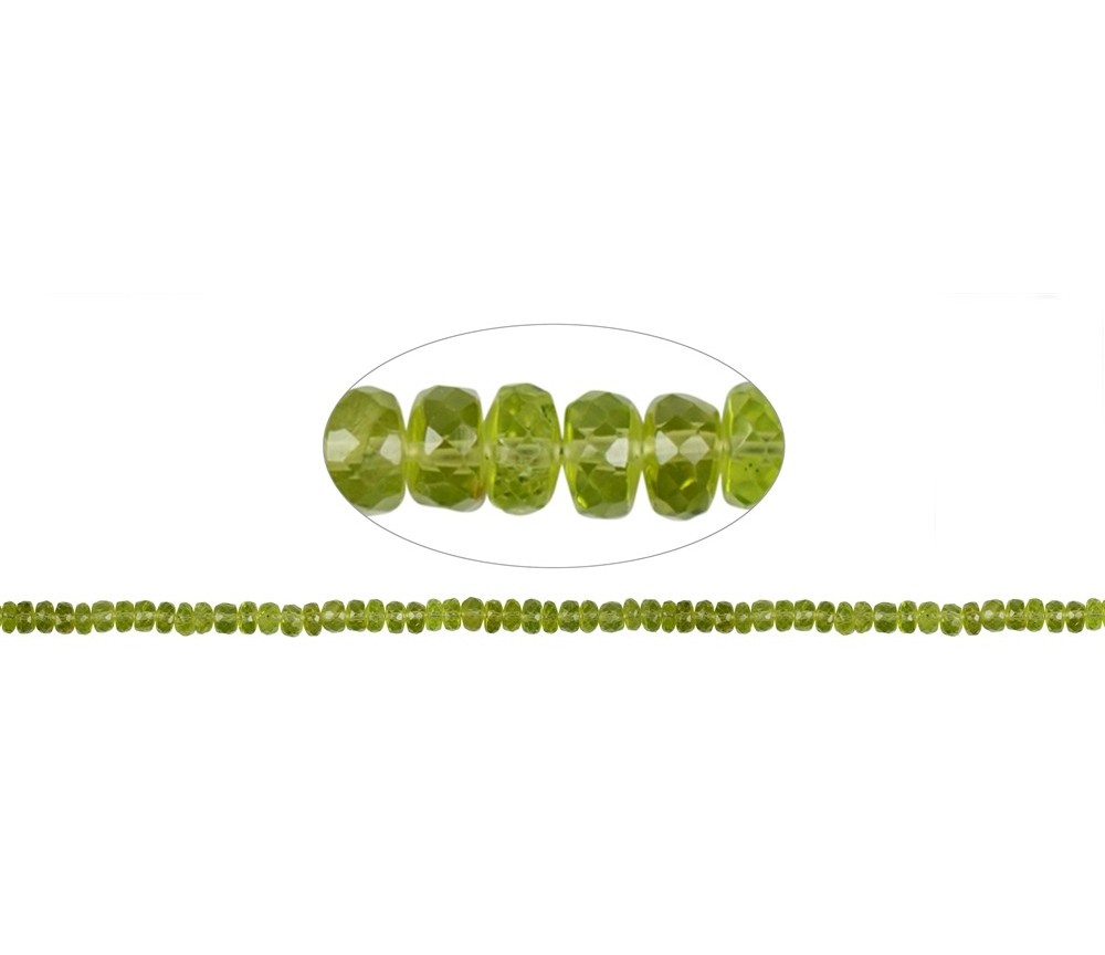 Heilstein & Edelstein-Strang - Button/Scheibchen, Peridot, facettiert, 02 x 05-06mm
