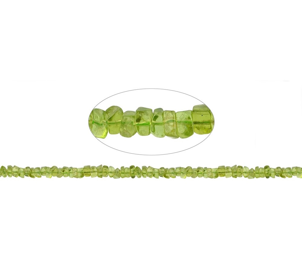 Heilstein & Edelstein-Strang - Splitter eckig, Peridot A, 02-03 x 04-06mm