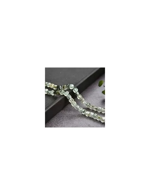 Heilstein & Edelstein-Strang - Würfel, Prehnit, facettiert, 04mm