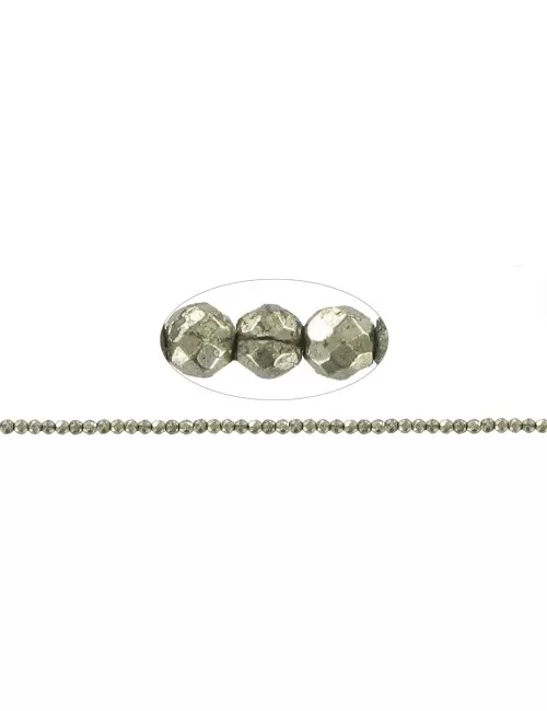 Heilstein & Edelstein-Strang - Kugeln, Pyrit, facettiert, 03mm