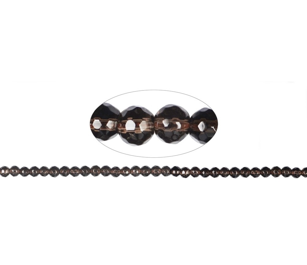 Heilstein & Edelstein-Strang - Kugeln, Rauchquarz, facettiert, 06mm