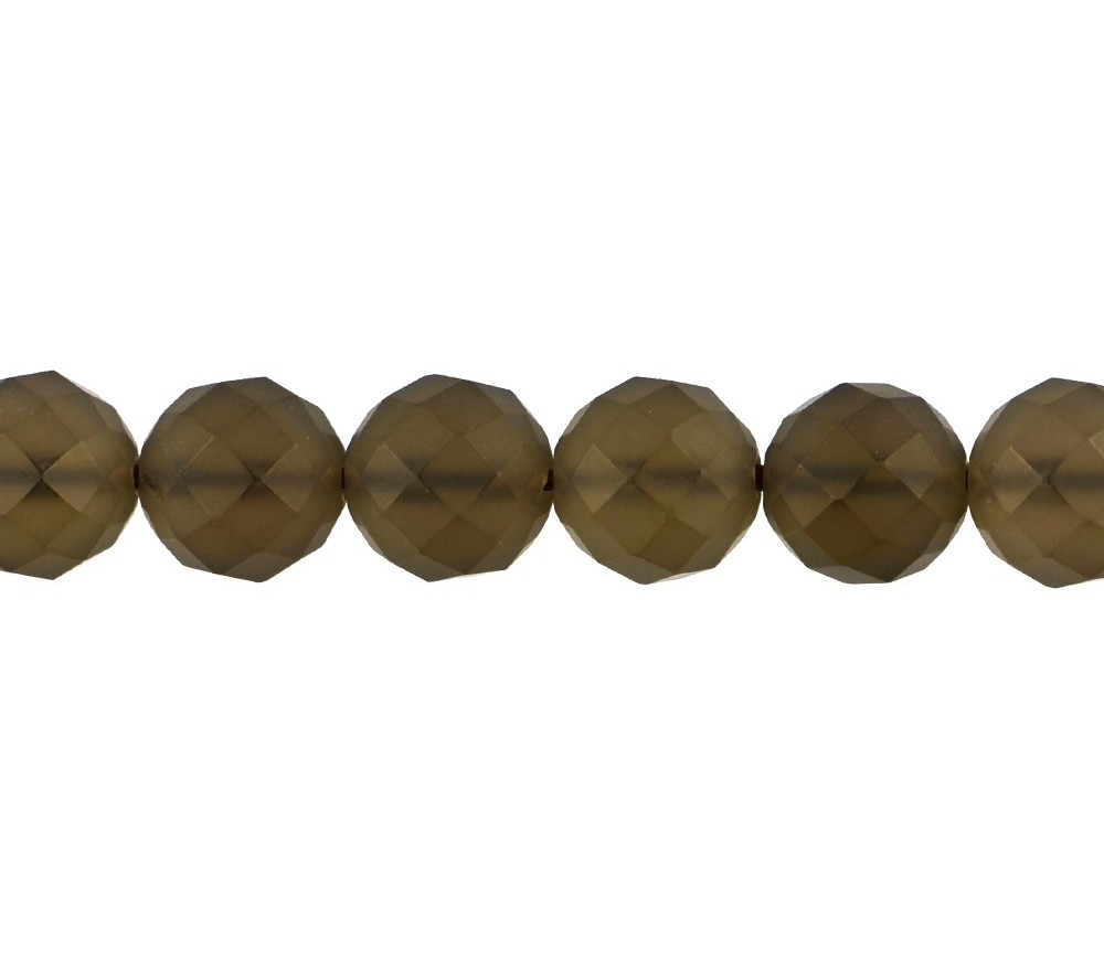 Heilstein & Edelstein-Strang - Kugeln, Rauchquarz matt, facettiert, 10mm