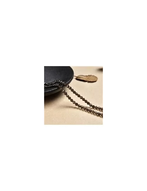 Heilstein & Edelstein-Strang - Kugeln, Rauchquarz, facettiert, 03mm