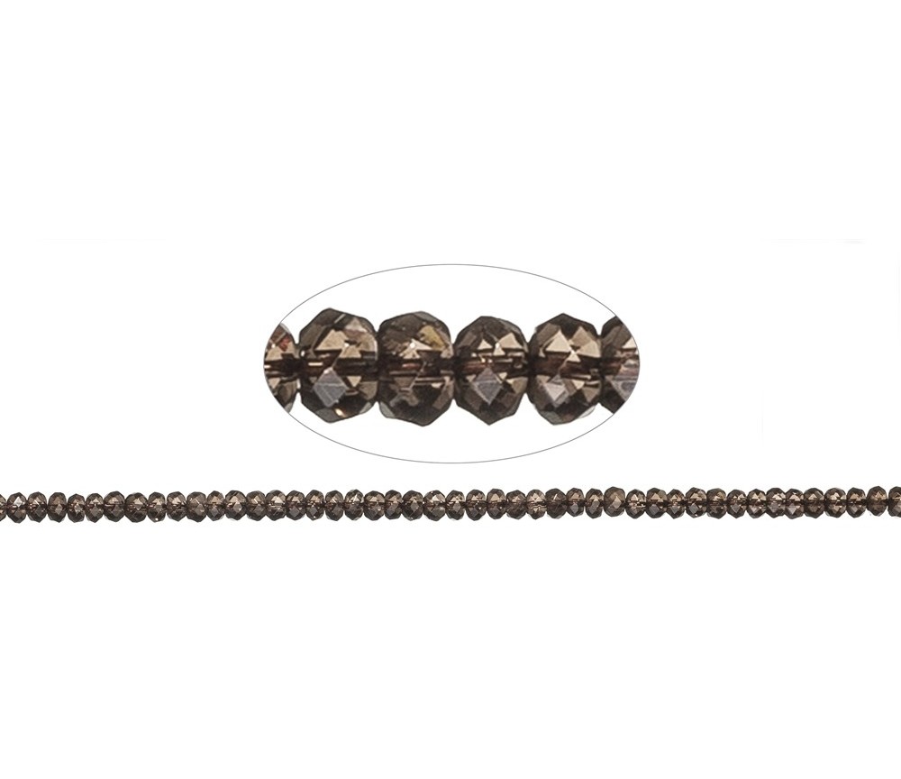 Heilstein & Edelstein-Strang - Button, Rauchquarz, facettiert, 04mm