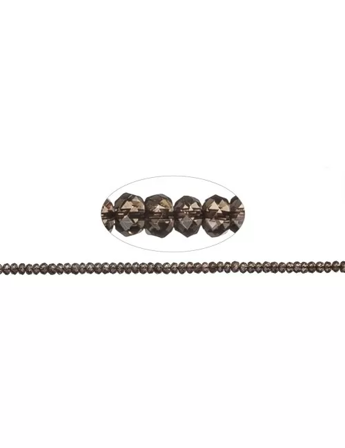 Heilstein & Edelstein-Strang - Button, Rauchquarz, facettiert, 04mm