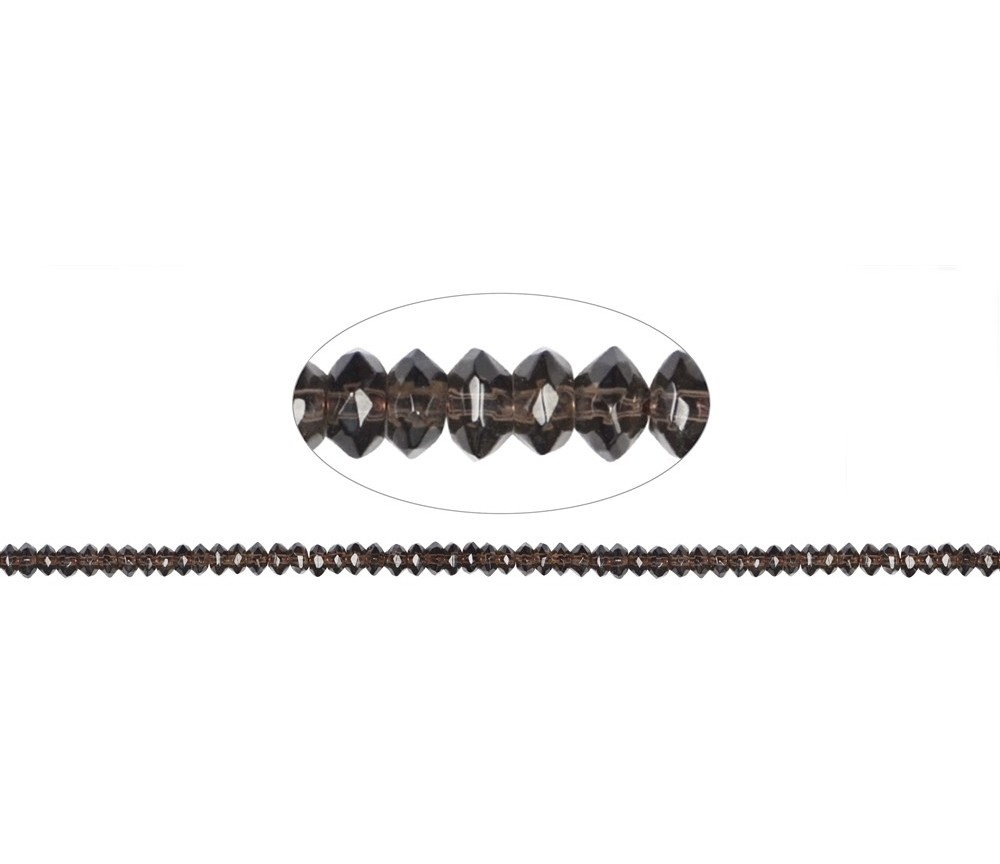 Heilstein & Edelstein-Strang - Button, Rauchquarz, facettiert, 06mm