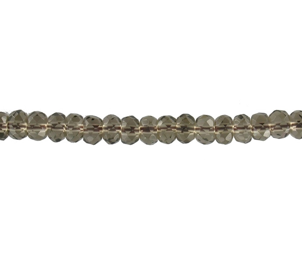 Heilstein & Edelstein-Strang - Button, Rauchquarz, facettiert, 08mm