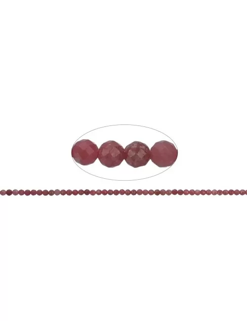 Heilstein & Edelstein-Strang - Kugeln, Rhodonit, facettiert, 03mm (39cm)