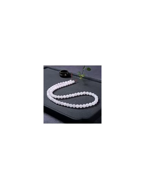 Heilstein & Edelstein-Strang - Kugeln, Rosenquarz, matt, 06mm (39 cm)