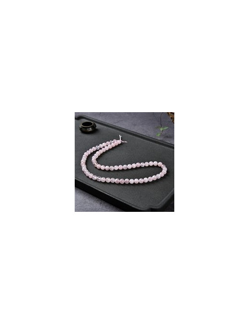 Heilstein & Edelstein-Strang - Kugeln, Rosenquarz A+ (semi-transparent), 06mm (ca.)