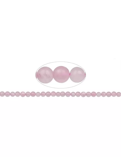 Heilstein & Edelstein-Strang - Kugeln, Rosenquarz, matt, 08mm (39cm)