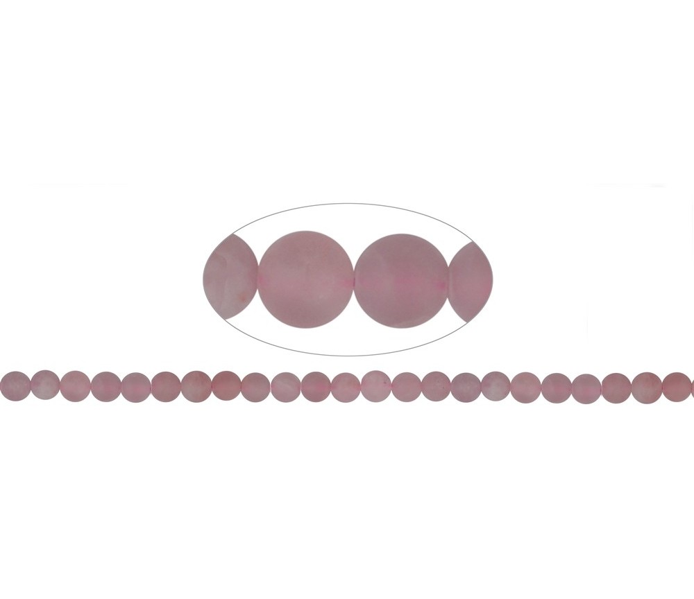Heilstein & Edelstein-Strang - Kugeln, Rosenquarz (Madagaskar), matt, 08mm