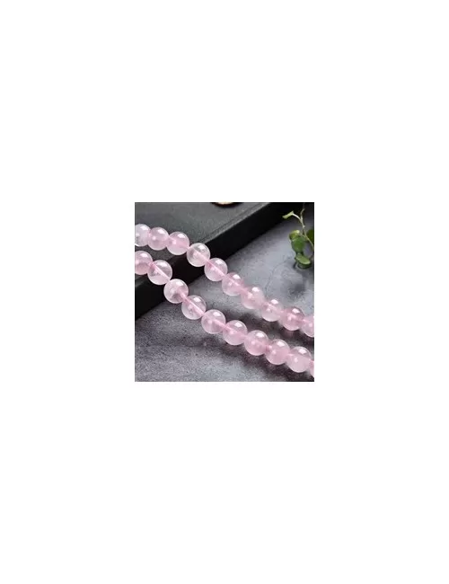 Heilstein & Edelstein-Strang - Kugeln, Rosenquarz A+ (semi-transparent), 08mm