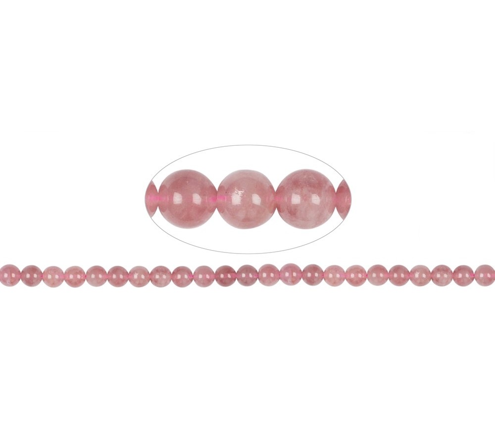 Heilstein & Edelstein-Strang - Kugeln, Rosenquarz (Madagaskar), 08mm
