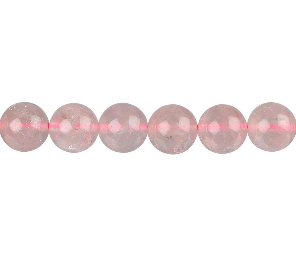 Heilstein & Edelstein-Strang - Kugeln, Rosenquarz A (transparent), 12mm