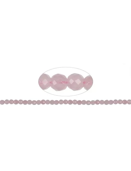 Heilstein & Edelstein-Strang - Kugeln, Rosenquarz, facettiert, 04mm