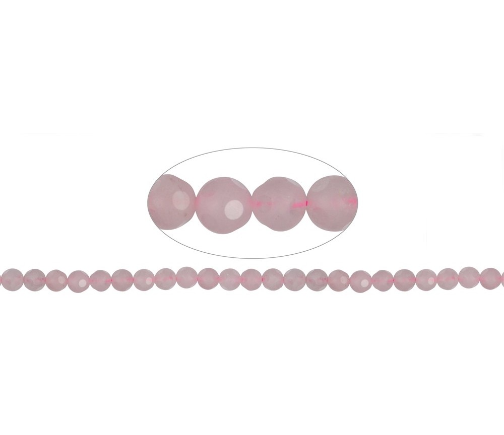 Heilstein & Edelstein-Strang - Kugeln Fenster, Rosenquarz A, 08mm