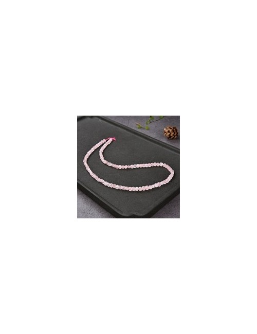 Heilstein & Edelstein-Strang - Würfel, Rosenquarz, facettiert, 04mm