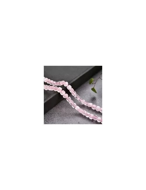 Heilstein & Edelstein-Strang - Würfel, Rosenquarz, facettiert, 04mm