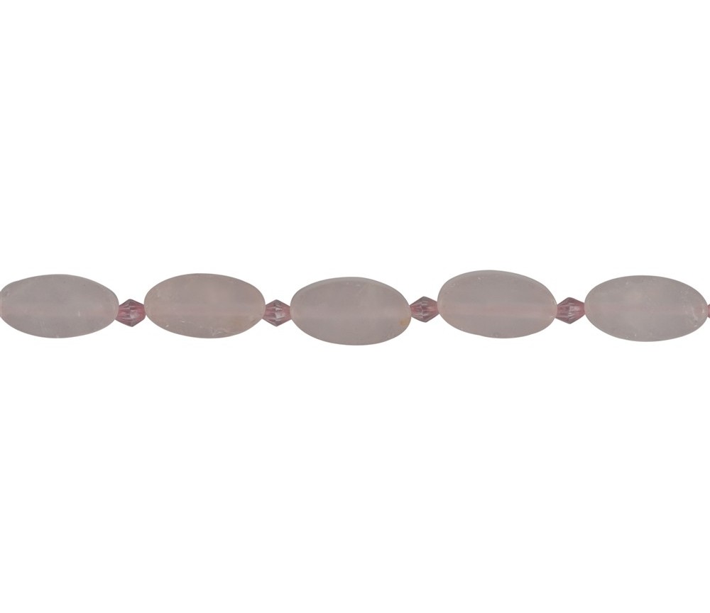 Heilstein & Edelstein-Strang - Linse eckig, Rosenquarz, matt, 12 x 08mm