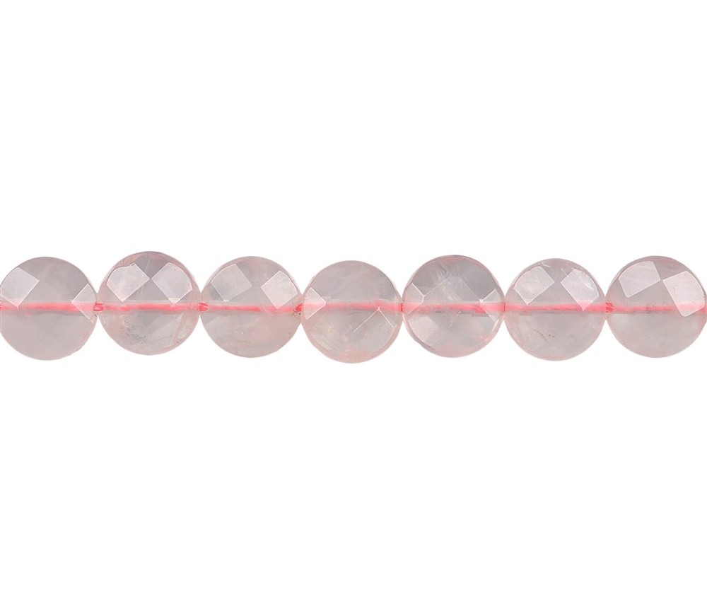 Heilstein & Edelstein-Strang - Disc, Rosenquarz, facettiert, 10mm