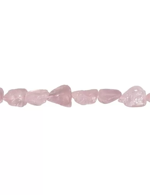 Heilstein & Edelstein-Strang - Nuggets, Rosenquarz, roh anpoliert, 12 - 15mm