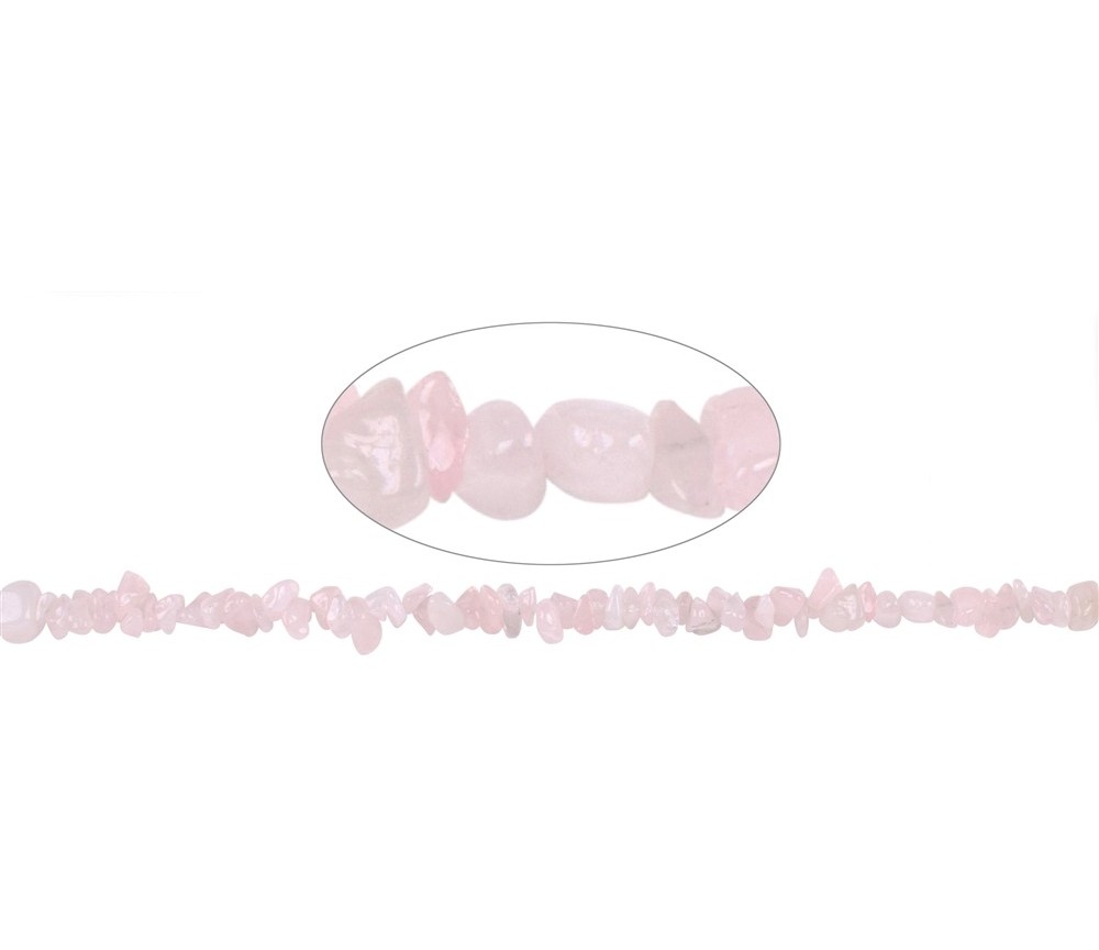 Heilstein & Edelstein-Strang - Splitter, Rosenquarz, 02-04 x 05-10mm (88cm)