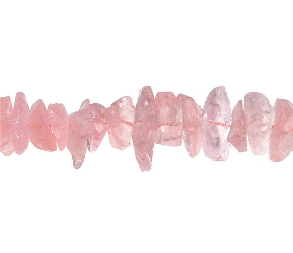 Heilstein & Edelstein-Strang - Nuggets, Rosenquarz A, roh anpoliert, 05-08 x 18-40mm