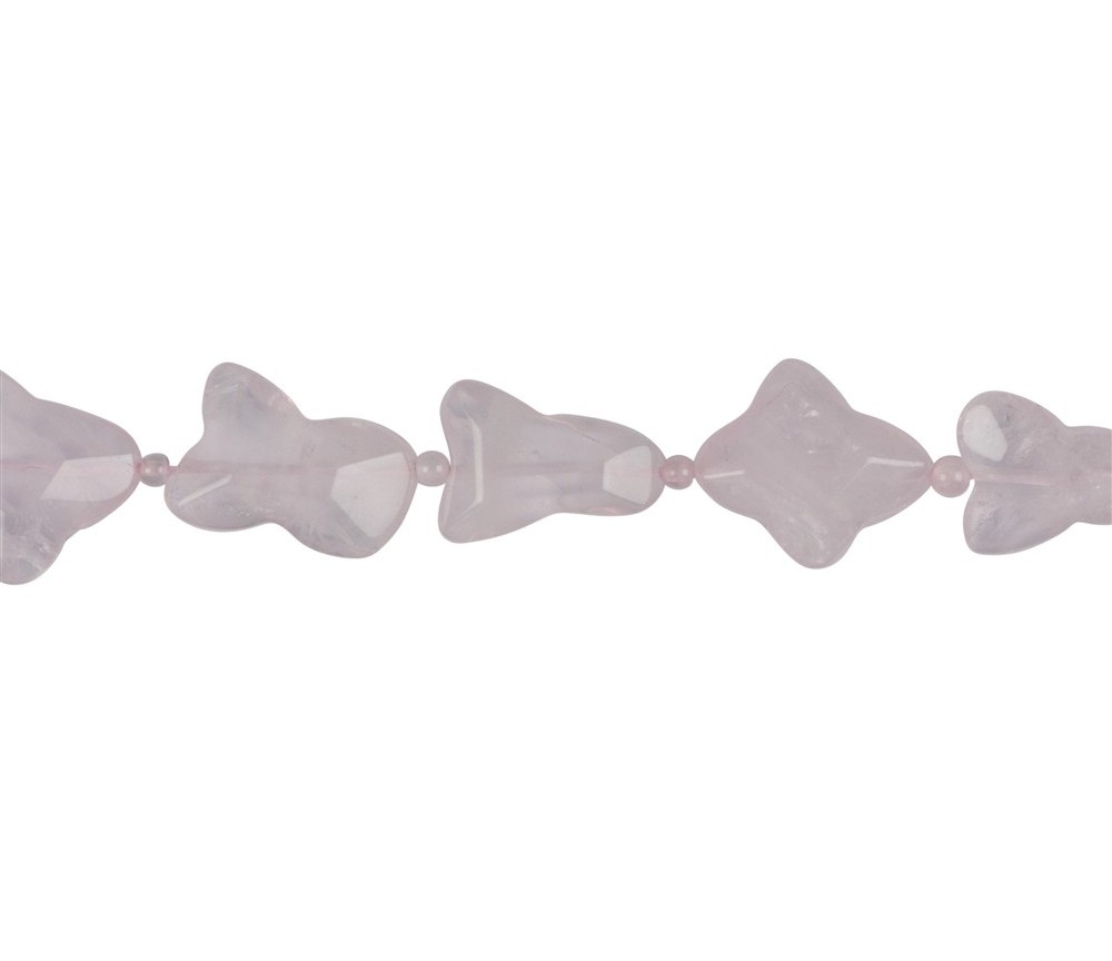 Heilstein & Edelstein-Strang - Wolke, Rosenquarz (extra), grob facettiert, 20 x 20mm