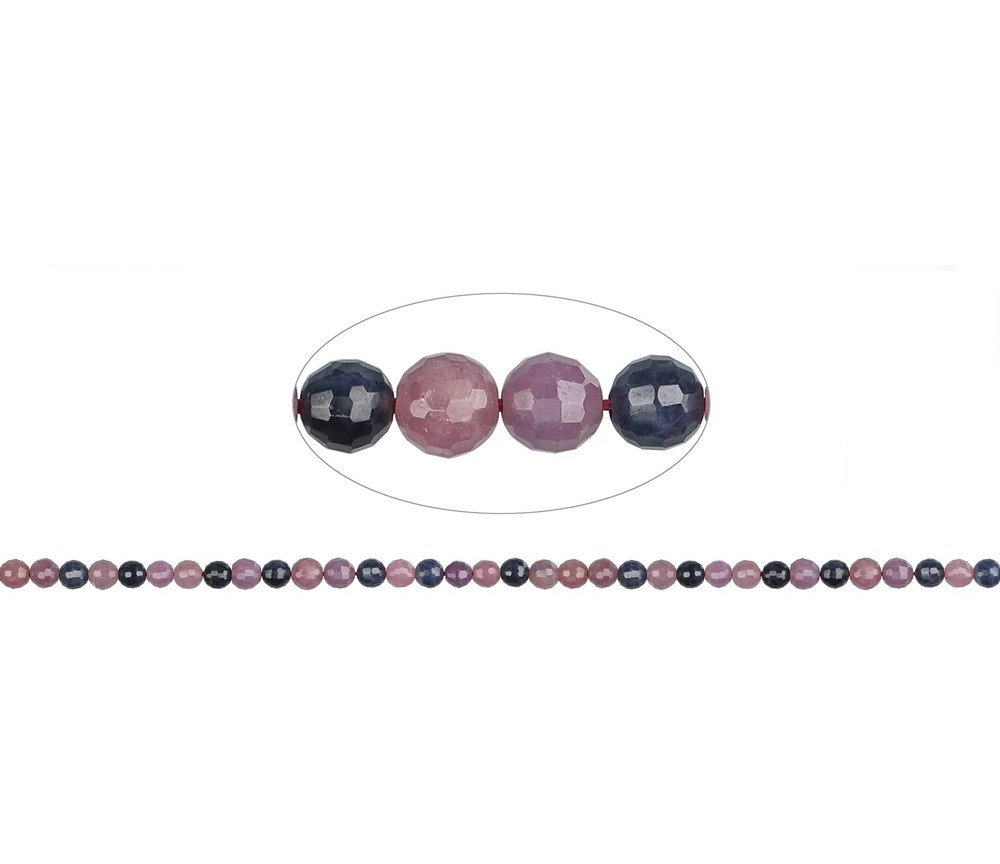 Heilstein & Edelstein-Strang - Kugeln, Saphir/Rubin, facettiert, 05mm