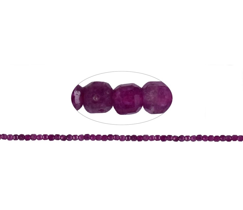 Heilstein & Edelstein-Strang - Würfel, Rubin, facettiert, 02,5mm (39cm)