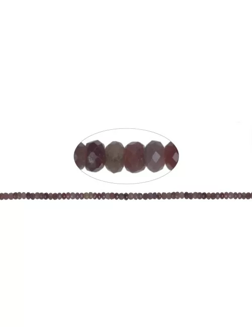 Heilstein & Edelstein-Strang - Button, Rubin, facettiert, 02 x 04mm (39cm)