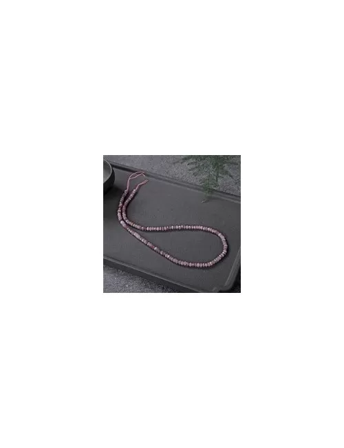 Heilstein & Edelstein-Strang - Button, Rubin, facettiert, 02 x 04mm (39cm)