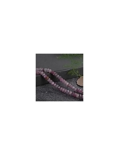 Heilstein & Edelstein-Strang - Button, Rubin, facettiert, 02 x 04mm (39cm)