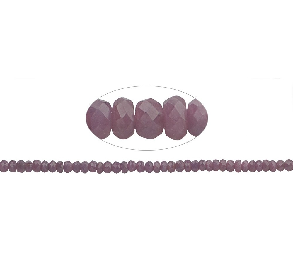 Heilstein & Edelstein-Strang - Button, Rubin, facettiert, 03 x 05mm