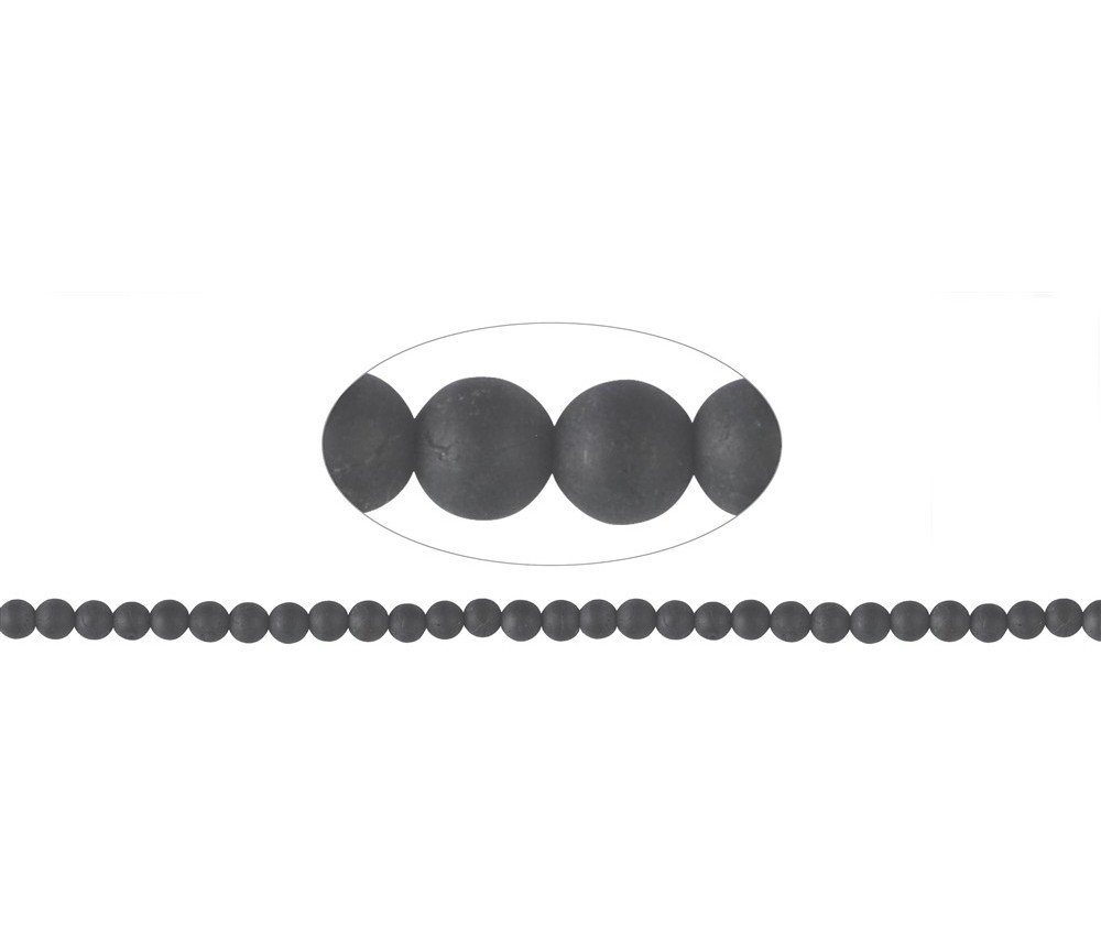 Heilstein & Edelstein-Strang - Kugeln, Schörl (stab.), matt, 06mm