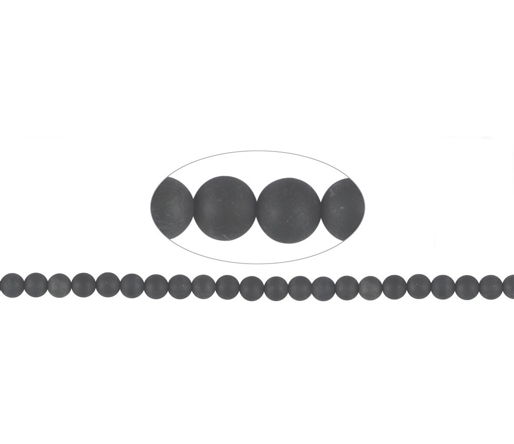 Heilstein & Edelstein-Strang - Kugeln, Schörl (stab.), matt, 08mm (39cm)