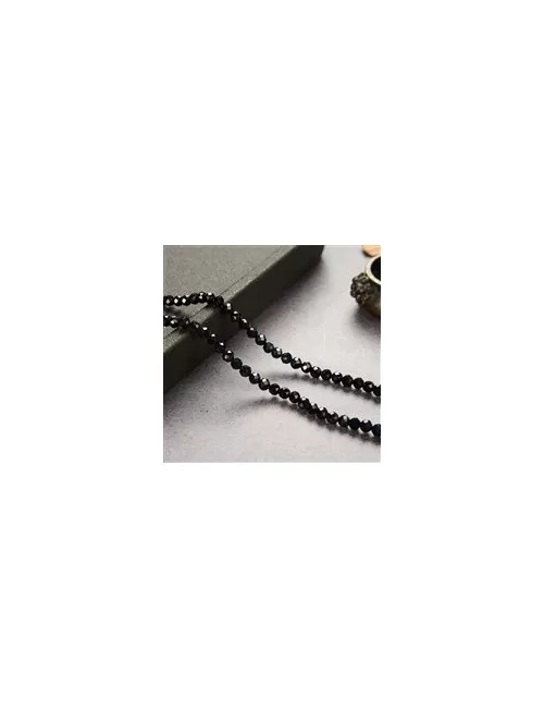 Heilstein & Edelstein-Strang - Kugeln, Schörl (stab.), facettiert, 04mm