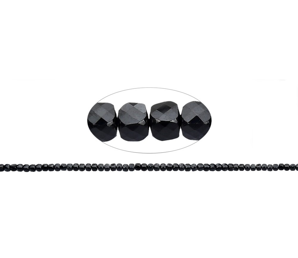 Heilstein & Edelstein-Strang - Würfel, Schörl (stab.), facettiert, 04mm