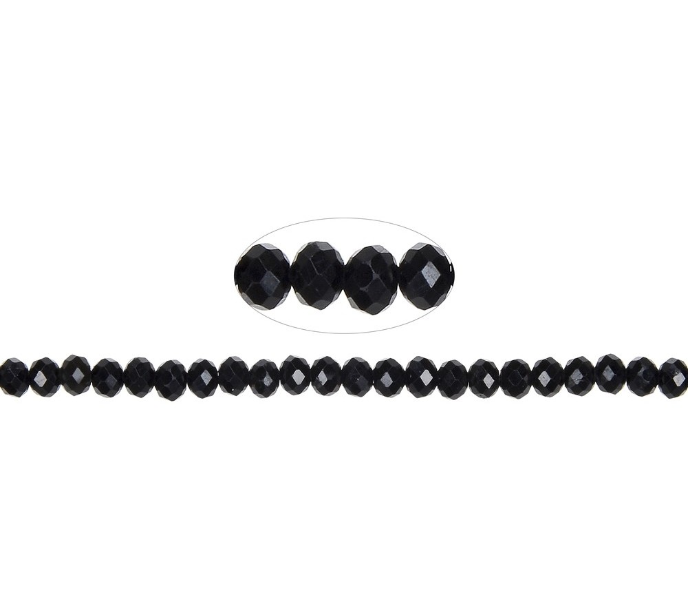 Heilstein & Edelstein-Strang - Button, Schörl (stab.), 02 x 04mm, facettiert