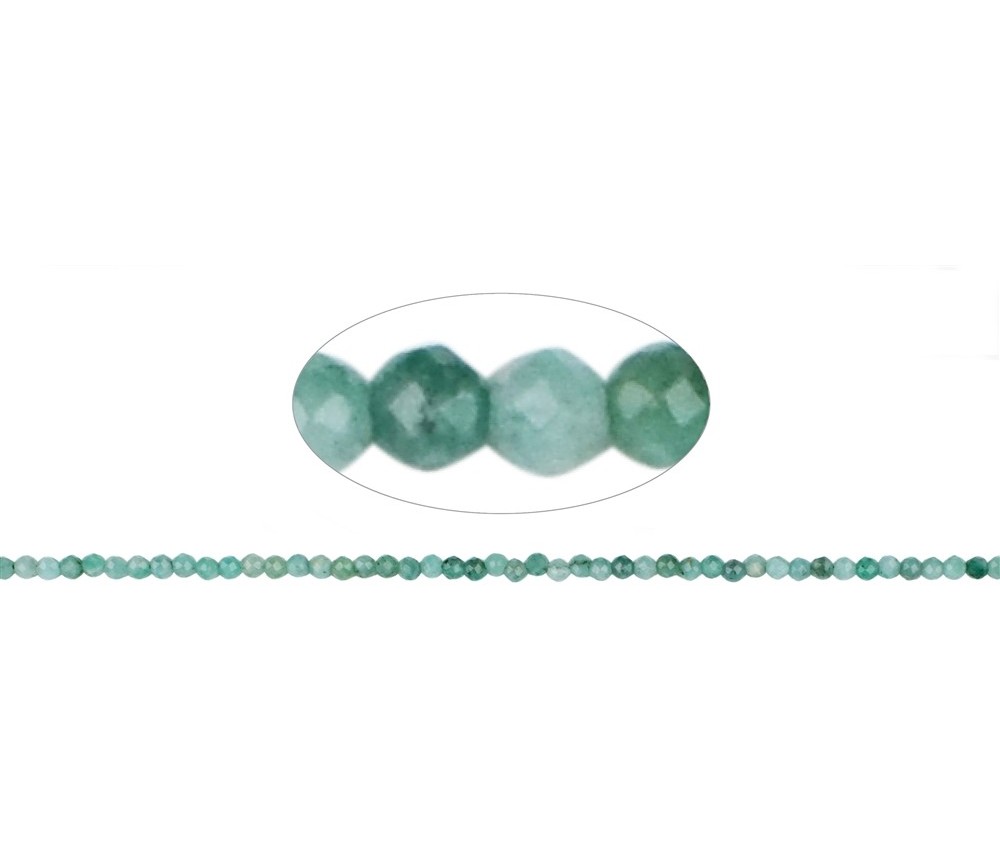 Heilstein & Edelstein-Strang - Kugeln, Smaragd, facettiert, 03mm (39cm)