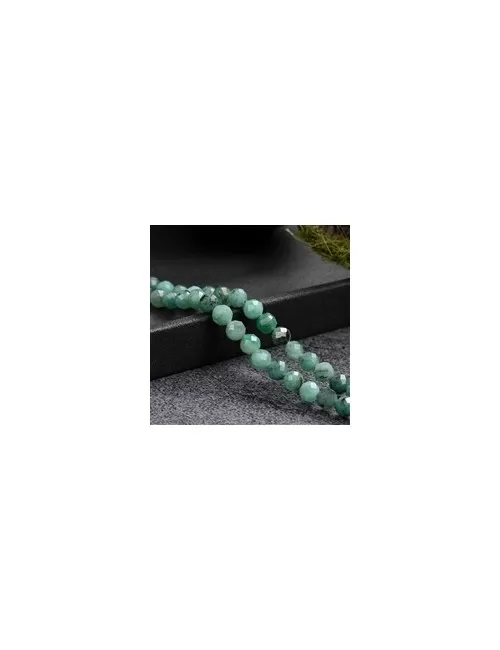 Heilstein & Edelstein-Strang - Kugeln, Smaragd, facettiert, 05mm (39cm)