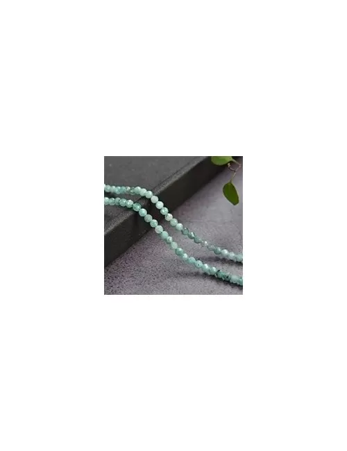 Heilstein & Edelstein-Strang - Kugeln, Smaragd, facettiert, 02mm (38cm)