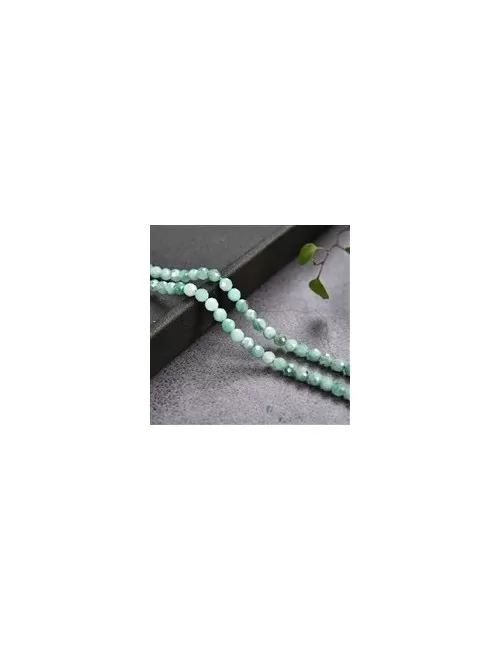 Heilstein & Edelstein-Strang - Kugeln, Smaragd, facettiert, 03,5- 04,0mm