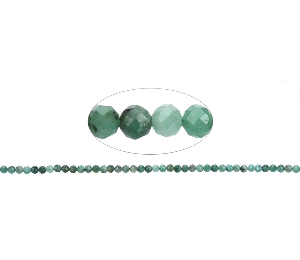 Heilstein & Edelstein-Strang - Kugeln, Smaragd, facettiert, 04mm (39cm)