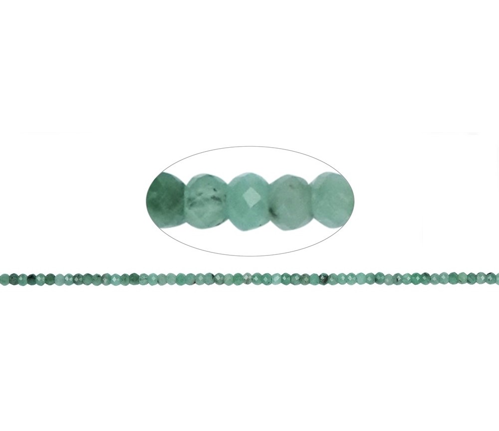 Heilstein & Edelstein-Strang - Button, Smargad, facettiert, 03 x 02mm