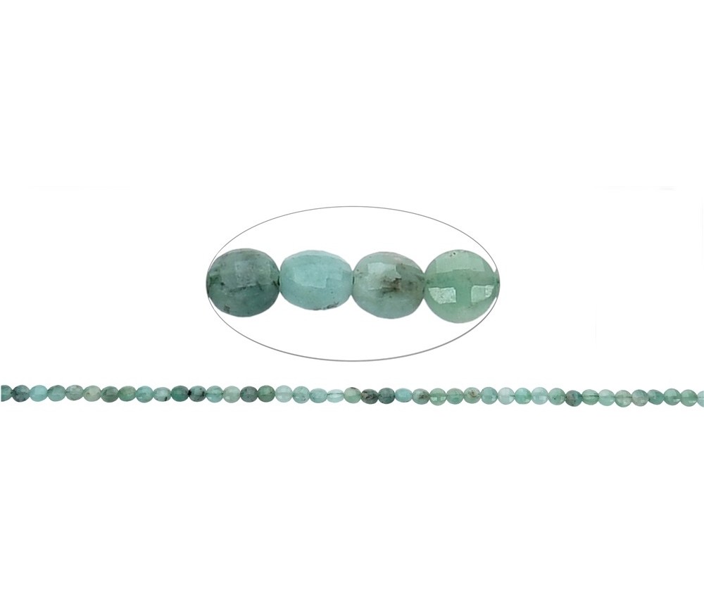 Heilstein & Edelstein-Strang - Scheibe/Coin, Smaragd, facettiert, 04mm (39cm)