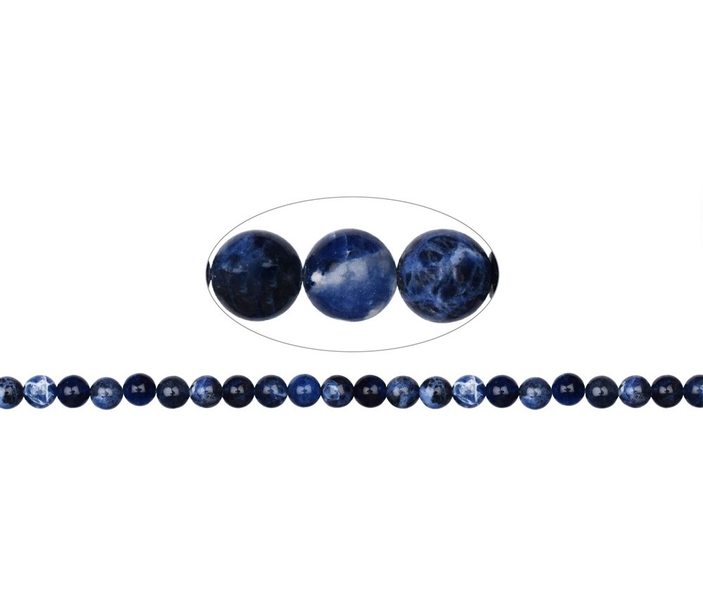 Heilstein & Edelstein-Strang - Kugeln, Sodalith, 08-09mm