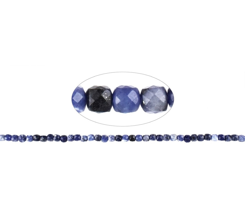 Heilstein & Edelstein-Strang - Würfel, Sodalith, 04mm, facettiert (39cm)